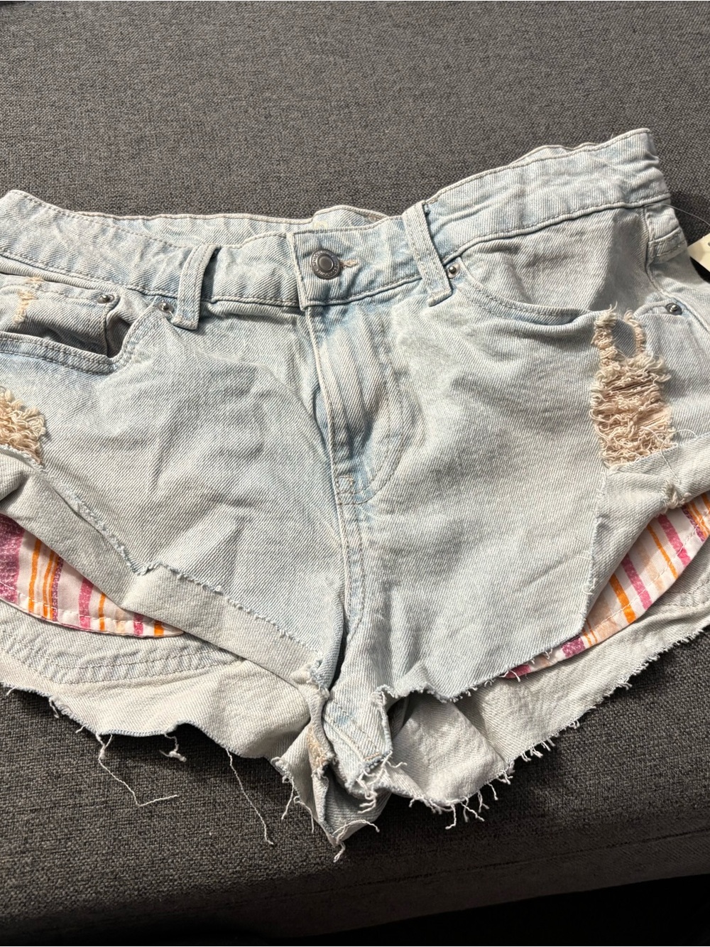 No Boundaries Light Blue Distressed Denim Shorts